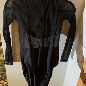 Weissman SA Black Long Sleeve Bodysuit Dance Costume Used